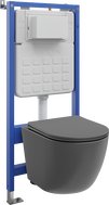 Mexen Lena Tex Air Slim Pneumatic Wall-Hung Toilet Set with Dark Gray Matte Concealed Frame and Soft-Close Seat - 610030224071A
