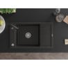 Mexen Elias granite single-bowl sink with drainer and Telma kitchen faucet, black/golden - 6511-75-670200-70