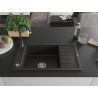 Mexen Elias 1-bowl granite sink with drainer and Telma kitchen faucet, black/gold - 6511-75-670200-70