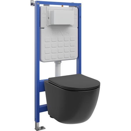 Mexen Lena concealed WC frame set pneumatic Tex Air Slim with Tornado WC bowl and soft-close seat, black matte - 610030221085TA