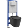 Mexen Rico WC Concealed Cistern Set with Pneumatic Frame Tex Air Slim with Toilet and Soft-Close Seat, Black Matte