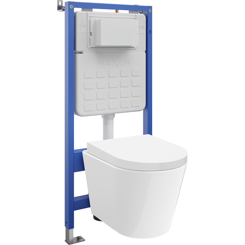 Mexen Rico WC concealed set Tex Slim frame with Tornado WC bowl and soft-close seat, white - 610030720200T