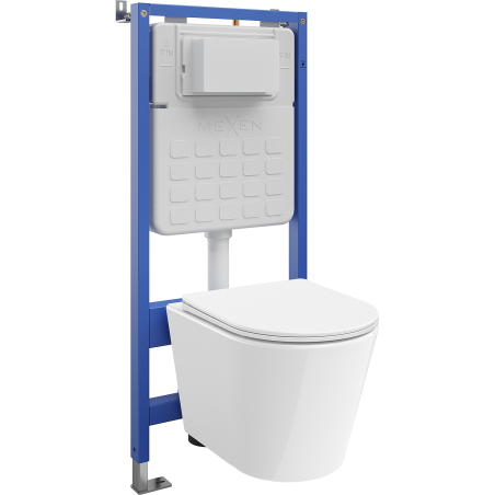 Mexen Rico WC Concealed Cistern Set Tex Air Slim with Tornado Toilet Bowl and Soft-Close Seat, White - 610030720300TA
