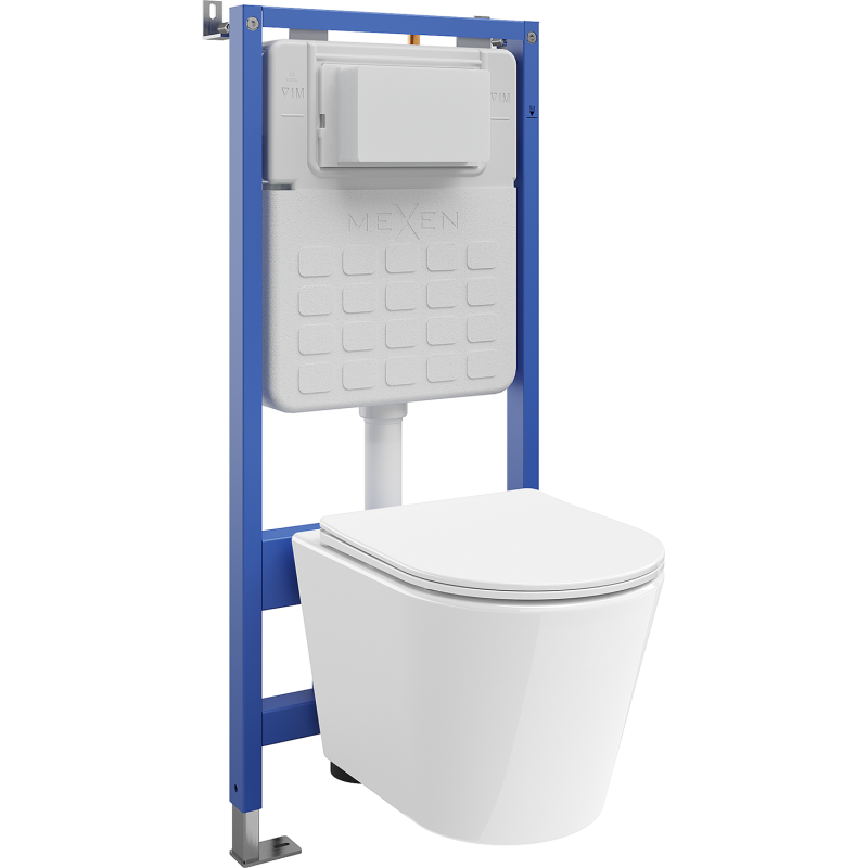 Mexen Rico WC Concealed Set Tex Slim Frame with Tornado Bowl and Soft-Close Seat, White - 610030720300T