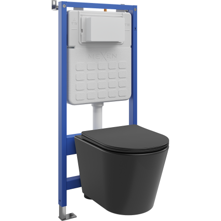 Mexen Rico WC Concealed Frame Set Tex Slim with WC Bowl and Soft-Close Seat, Matte Black - 610030721085