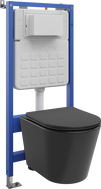 Mexen Rico WC Concealed Set with Tex Air Slim Pneumatic Frame with WC Bowl and Soft-Close Seat, Black Matt - 610030721085A