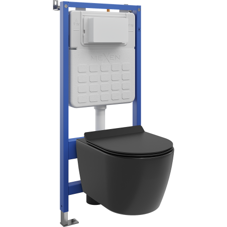 Mexen Carmen WC Concealed Set Tex Slim Frame with Toilet Bowl and Soft-Close Seat, Matte Black - 610030880185