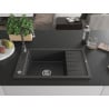 Mexen Elias granite sink 1-bowl with drainer and Telma kitchen tap, speckled black - 6511-76-670200-76