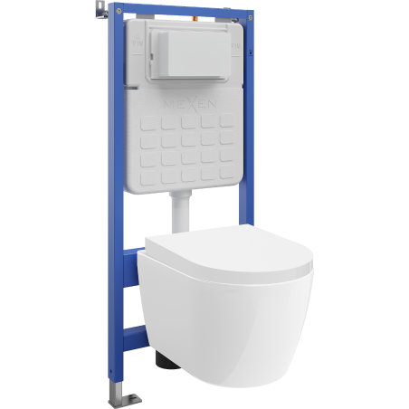 Mexen Carmen WC Concealed Cistern Set Tex Slim with Tornado Toilet Bowl and Soft-Close Seat, White - 610030880200T