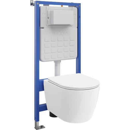 Mexen Carmen WC Concealed Set Tex Slim Frame with Tornado Toilet Bowl and Soft-Close Seat, White - 610030880300T