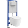 Mexen Carmen WC Concealed Set with Tex Air Slim Pneumatic Frame, Toilet Bowl, and Soft-Close Seat, White - 610030880300A