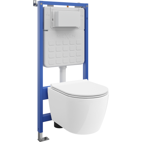 Mexen Carmen WC Concealed Set Tex Slim Frame with Tornado Toilet Bowl and Soft-Close Seat, White - 610030880500T