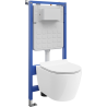 Mexen Carmen concealed WC set with Tex Air Slim pneumatic frame, Tornado WC bowl and soft-close seat, white - 610030884000TA