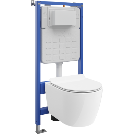 Mexen Carmen WC Concealed Set Pneumatic Frame Tex Air Slim with WC Bowl and Soft-Close Seat, White - 610030884000A