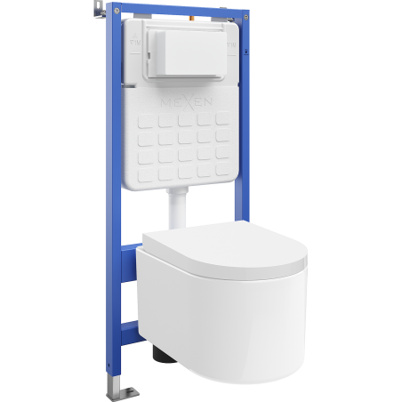 Mexen Sofia WC Concealed Set Tex Slim Frame with Toilet Bowl and Soft-Close Seat, White - 610030540200