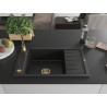 Mexen Elias granite kitchen sink 1-bowl with drainer and Telma kitchen faucet, black - 6511-77-670200-50