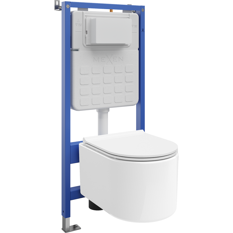 Mexen Sofia WC Concealed Set with Tex Air Slim Pneumatic Frame, Tornado Toilet Bowl and Soft-close Seat, White - 610030540500TA