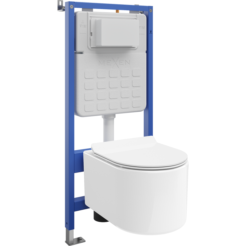 Mexen Sofia WC Concealed Frame Set Tex Slim with Toilet Bowl and Soft-Close Seat, White - 610030544000