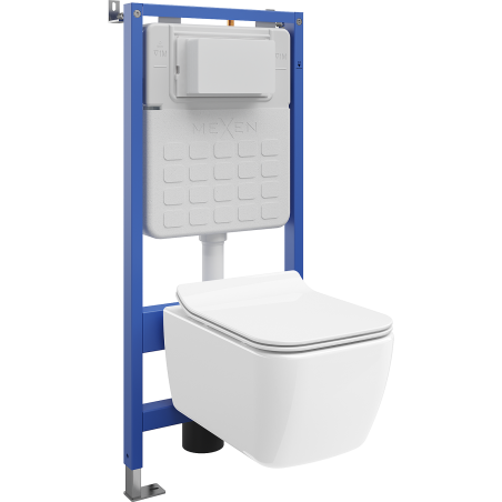 Mexen Stella WC Concealed Set Tex Slim with Toilet Bowl and Soft-Close Seat, White - 610030680800