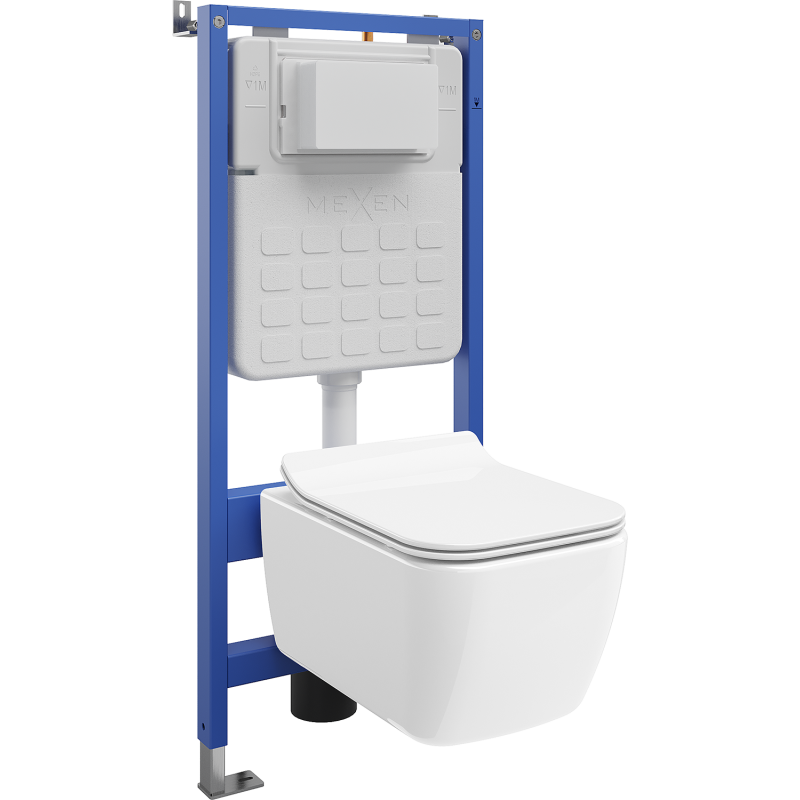 Mexen Stella WC Concealed Set Tex Air Slim Pneumatic Frame with Toilet Bowl and Soft-Close Seat, White - 610030680800A