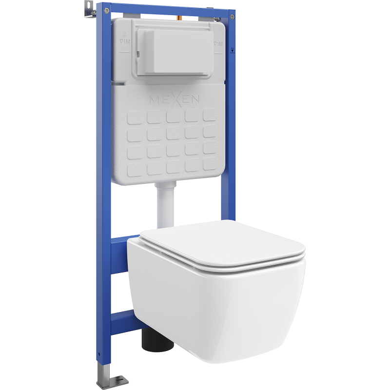 Mexen Stella WC Concealed Set Tex Slim Frame with WC Bowl and Soft-Close Seat, White - 610030680900