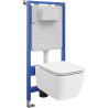 Mexen Stella WC Concealed Set Tex Slim Frame with WC Bowl and Soft-Close Seat, White - 610030680900