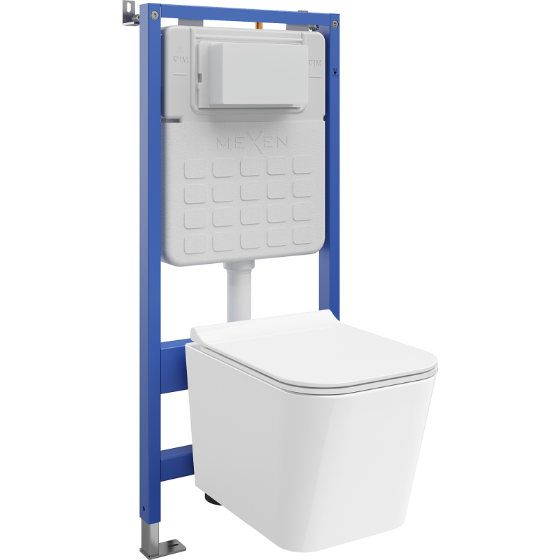 Mexen Teo concealed WC set pneumatic frame Tex Air Slim with WC bowl and soft-close seat, white - 610030850700A
