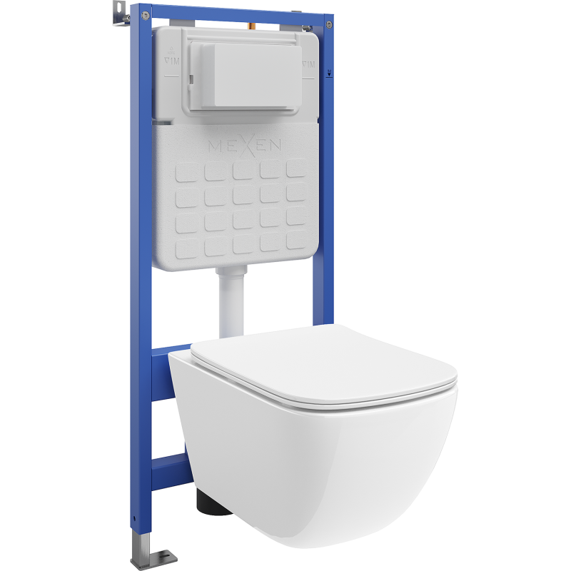 Mexen Timo concealed WC set Tex Air Slim pneumatic frame with Tornado WC bowl and soft-close seat, white - 610030650200TA