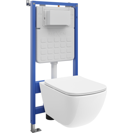 Mexen Timo concealed WC set Tex Air Slim pneumatic frame with Tornado WC bowl and soft-close seat, white - 610030650200TA