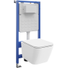 Mexen Madox WC Concealed Cistern Set Tex Air Slim Pneumatic Frame with Toilet Bowl and Soft Close Seat, White - 610030154000A