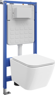 Mexen Madox WC Concealed Cistern Set Tex Air Slim Pneumatic Frame with Toilet Bowl and Soft Close Seat, White - 610030154000A