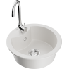 Mexen Diego 1-bowl granite sink with Telma kitchen faucet, white - 6512-20-670200-00