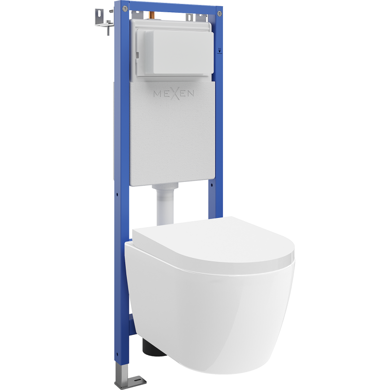 Mexen Carmen WC Concealed Set Narrow Frame, Corner Tex W with WC Bowl and Soft-Close Seat, White - 610530880200
