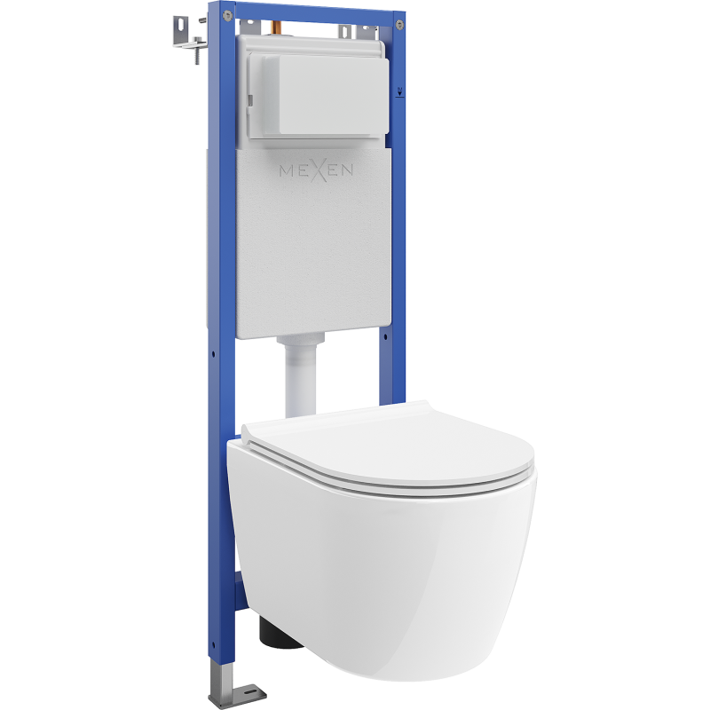 Mexen Carmen WC Concealed Cistern Set, Narrow, Corner Tex W with WC Bowl and Soft-Close Seat, White - 610530880500