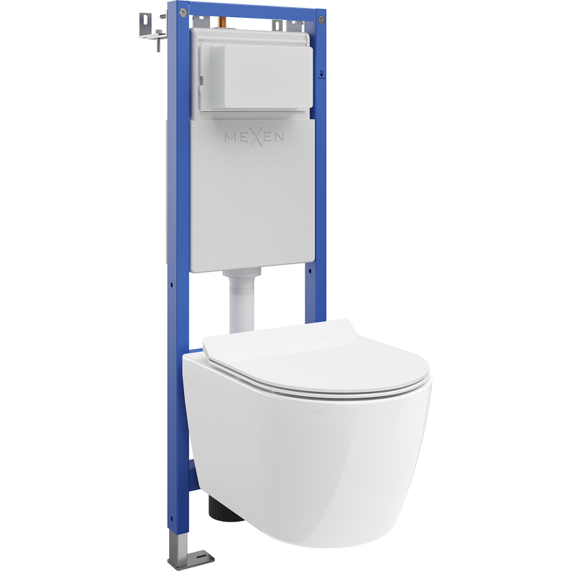 Mexen Carmen WC in-wall installation set, narrow frame, corner Tex W with WC bowl Tornado and soft-close seat, white