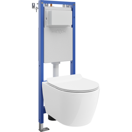Mexen Carmen WC in-wall installation set, narrow frame, corner Tex W with WC bowl Tornado and soft-close seat, white