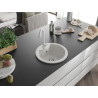 Mexen Diego 1-bowl granite sink with Telma kitchen faucet, white - 6512-20-670200-20