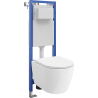 Mexen Carmen WC Concealed Set Narrow Frame, Corner Tex W with Tornado WC Bowl and Soft-Close Seat, White - 610530880300T