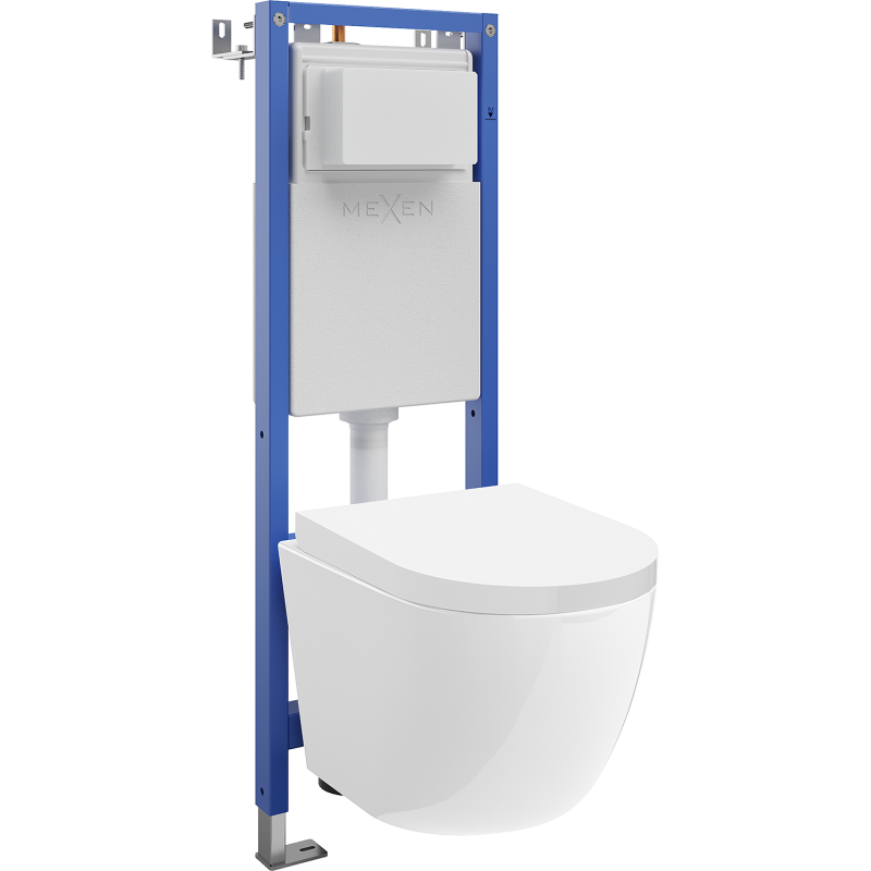 Mexen Lena concealed WC set narrow frame, corner Tex W with WC Tornado bowl and soft-closing seat, white - 610530220200T