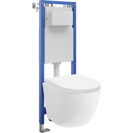 Mexen Lena WC Concealed Cistern Set with Narrow, Corner Frame Tex W with Toilet Bowl and Soft-Close Seat, White - 610530220200