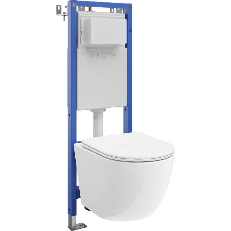 Mexen Lena WC concealed set narrow frame, corner Tex W with toilet bowl and soft-close seat, white - 610530220300