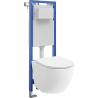 Mexen Lena WC Concealed Set, Narrow Frame, Corner Tex W with WC Bowl Tornado and Soft-Close Seat, White - 610530220300T