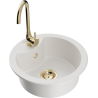 Mexen Diego 1-bowl granite sink with Telma kitchen faucet, white - 6512-20-670200-50