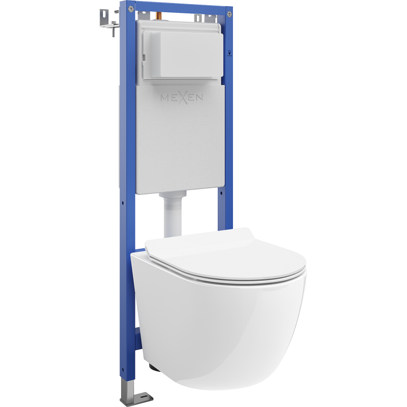 Mexen Lena concealed WC set narrow, corner Tex W with WC bowl and soft-closing seat, white - 610530224000