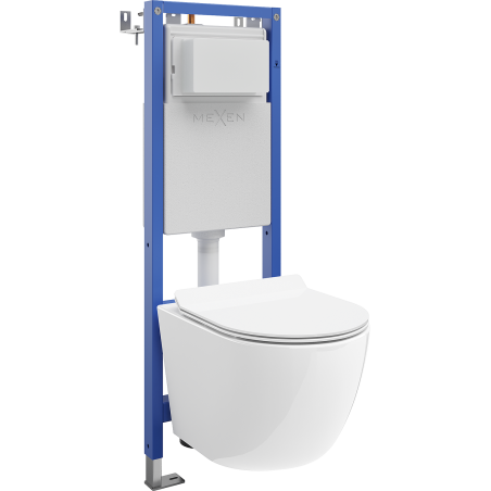 Mexen Lena concealed WC set narrow frame, corner Tex W with Tornado toilet bowl and soft-close seat, white - 610530224000T