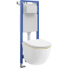 Mexen Lena wall-mounted WC set narrow frame, corner Tex W with WC bowl and soft-closing toilet seat, white/gold - 610530224005