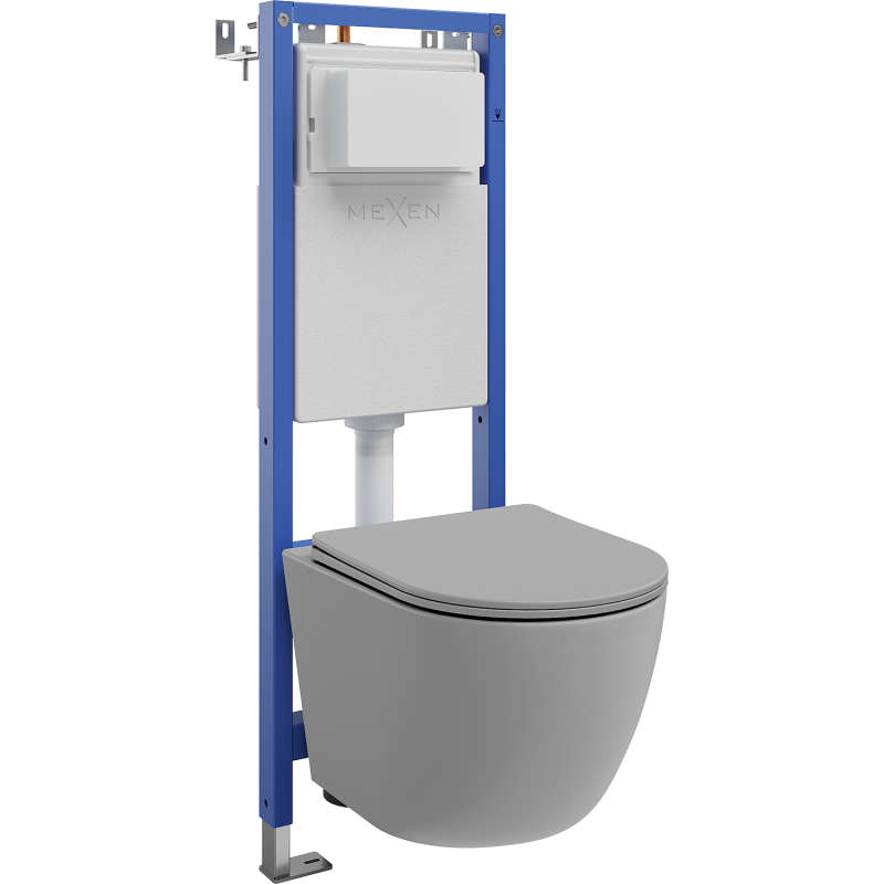 Mexen Lena WC Concealed Set Narrow, Corner Tex W with WC Bowl and Soft-Close Seat, Light Gray Matte - 610530224061