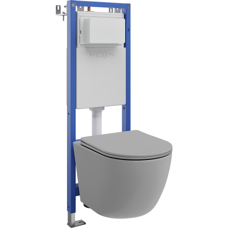 Mexen Lena WC Concealed Set Narrow, Corner Tex W with WC Bowl and Soft-Close Seat, Light Gray Matte - 610530224061
