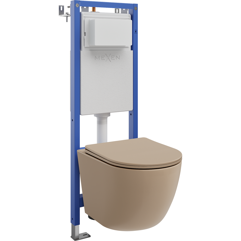 Mexen Lena concealed WC set narrow frame, corner Tex W with WC bowl and soft-close seat, cappuccino matte - 610530224064