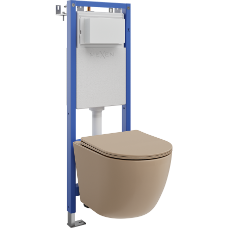 Mexen Lena concealed WC set narrow frame, corner Tex W with WC bowl and soft-close seat, cappuccino matte - 610530224064